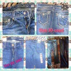 Miss Me Jeans: size 30, gently used and Ariat Jeans, size 30L, NWT.